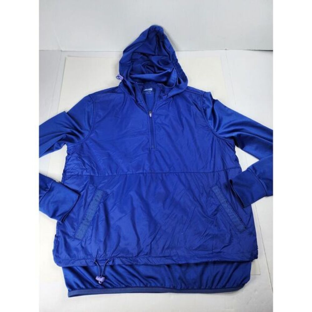 Avia Jacket Blue Active Sports Gym S (4-6) Quarter Zip Hood Pullover Running